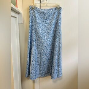 Blue Floral Women's Midi Skirt
